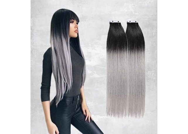 Extensii Tape In White Platinum Ombre 1B /Light Grey